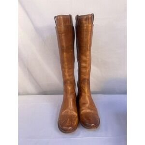 Frye Cognac Brown Leather Tall Riding Boots Women's Size 7B Classic Style‎